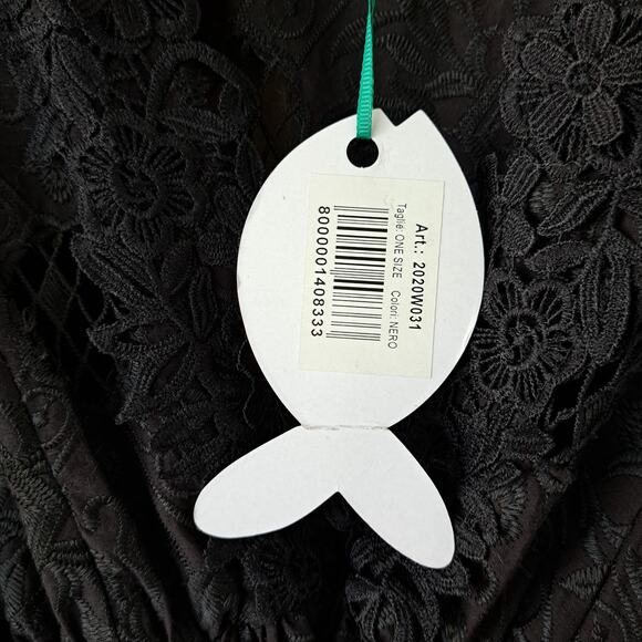 NEW Antica Sartoria Black Embroidered Lace Babydoll Mini Dress O/S Beachy Boho - Picture 8 of 12